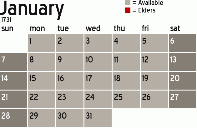 Missionary Dinner Calendar