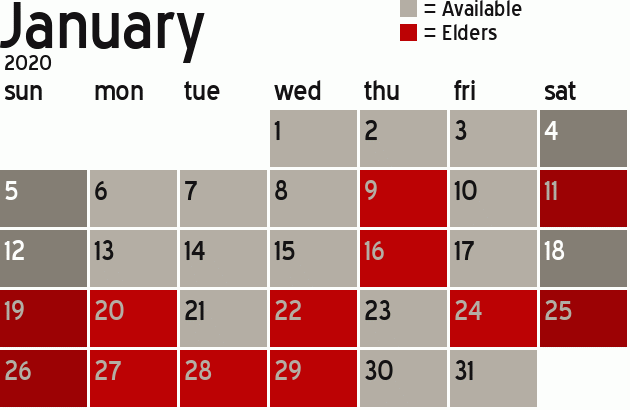 Missionary Dinner Calendar