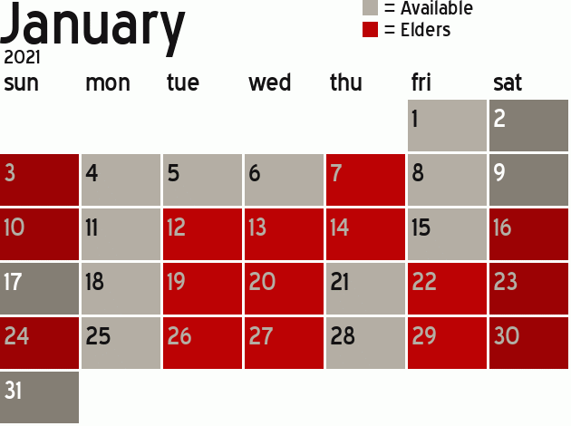 Missionary Dinner Calendar