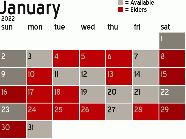 Missionary Dinner Calendar