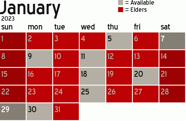 Missionary Dinner Calendar