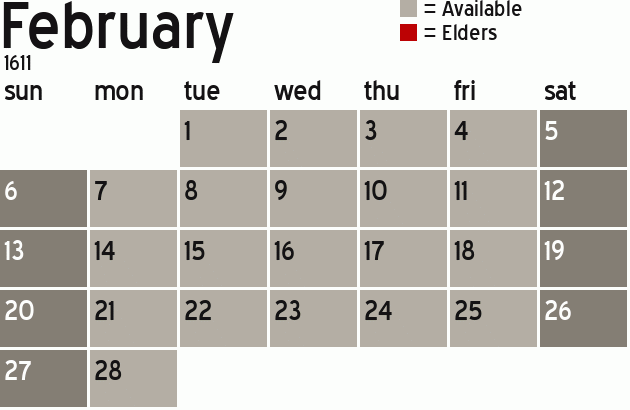 Missionary Dinner Calendar