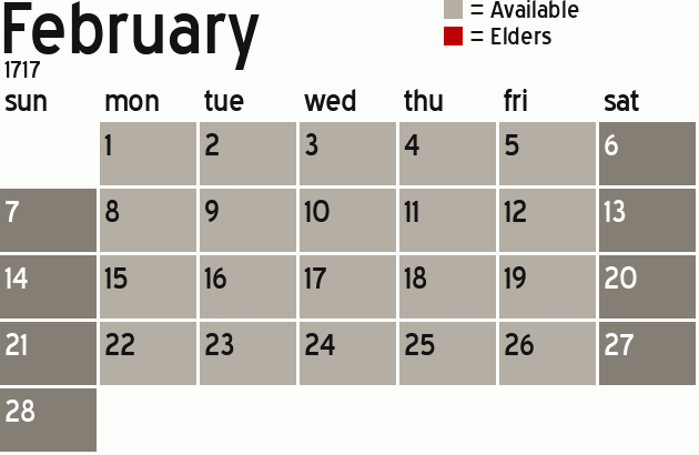 Missionary Dinner Calendar