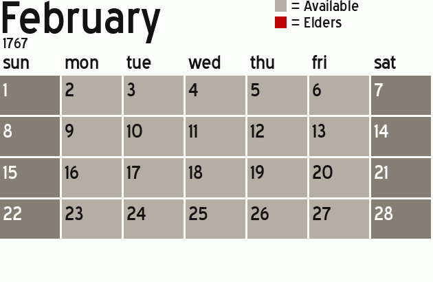 Missionary Dinner Calendar