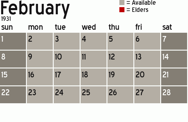 Missionary Dinner Calendar