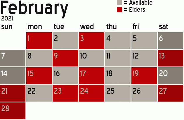 Missionary Dinner Calendar