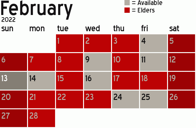 Missionary Dinner Calendar