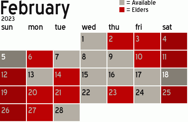 Missionary Dinner Calendar
