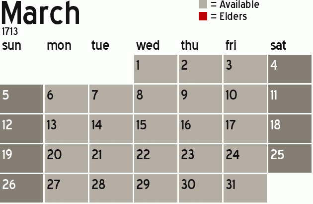 Missionary Dinner Calendar