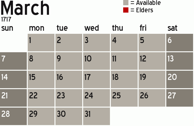 Missionary Dinner Calendar