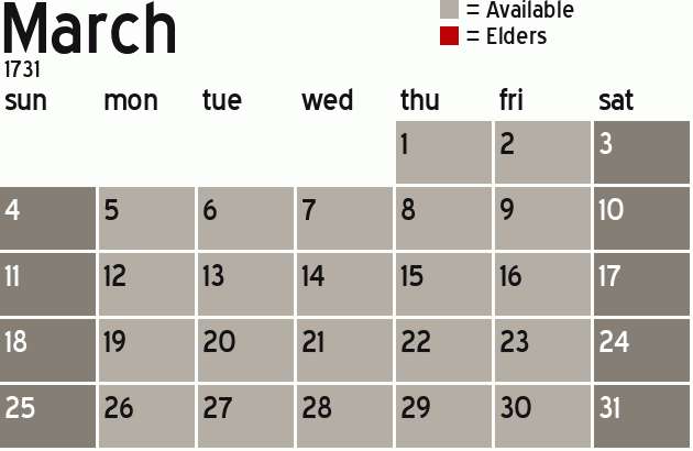 Missionary Dinner Calendar