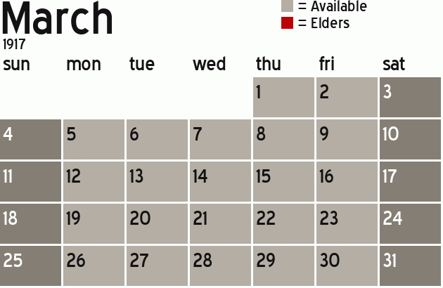 Missionary Dinner Calendar