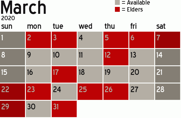 Missionary Dinner Calendar