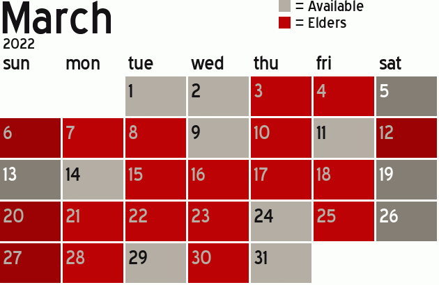 Missionary Dinner Calendar