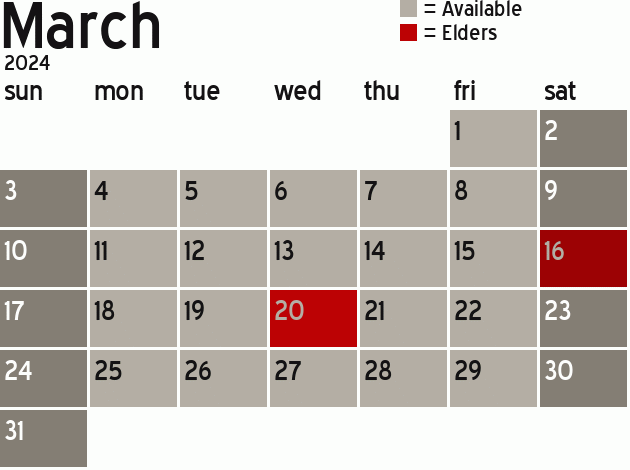 Missionary Dinner Calendar