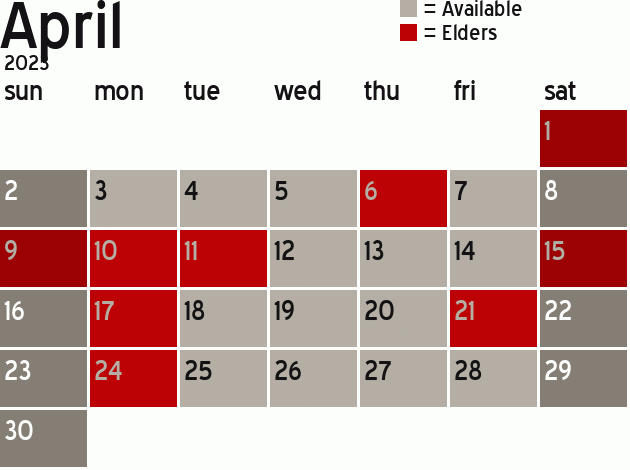 Missionary Dinner Calendar