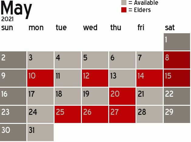 Missionary Dinner Calendar