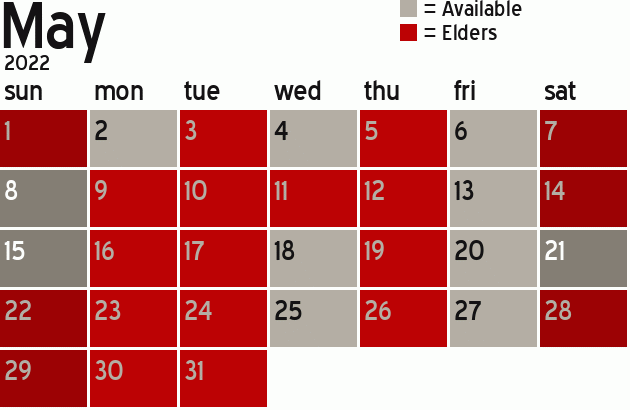Missionary Dinner Calendar