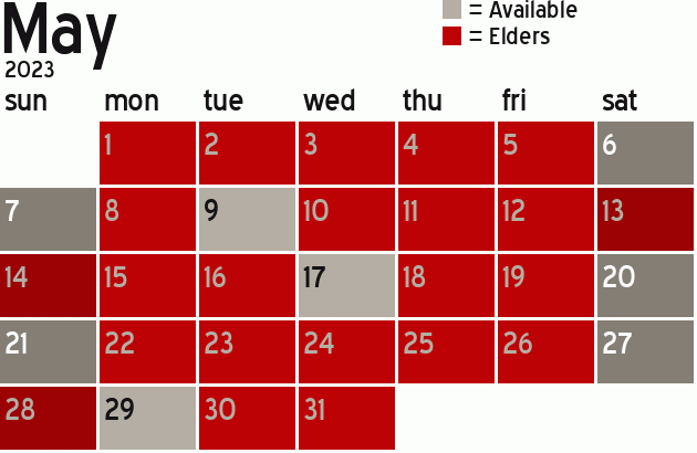 Missionary Dinner Calendar