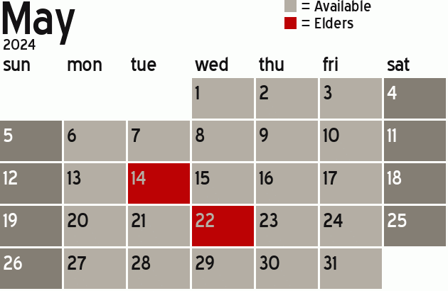 Missionary Dinner Calendar