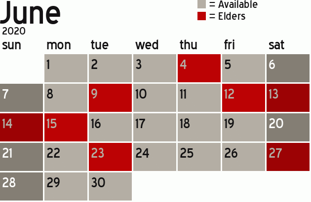 Missionary Dinner Calendar