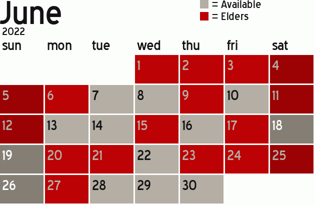 Missionary Dinner Calendar