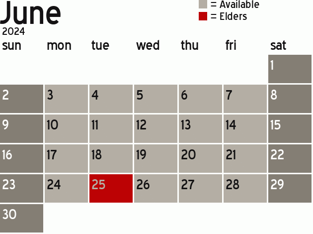 Missionary Dinner Calendar
