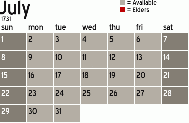 Missionary Dinner Calendar