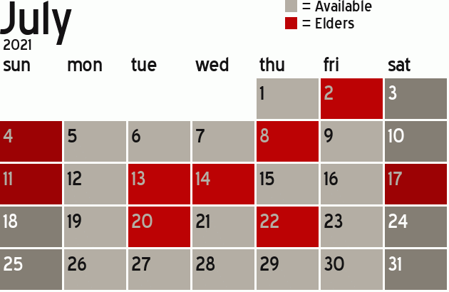 Missionary Dinner Calendar