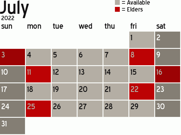 Missionary Dinner Calendar