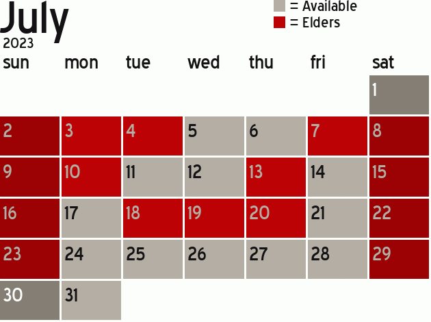Missionary Dinner Calendar