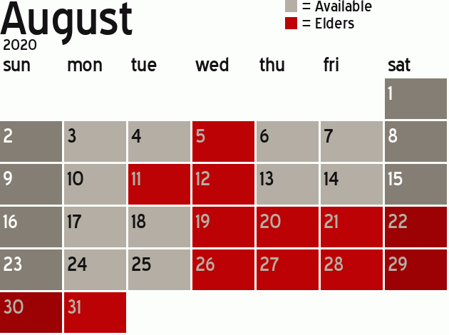 Missionary Dinner Calendar