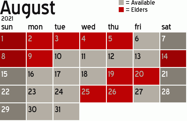 Missionary Dinner Calendar