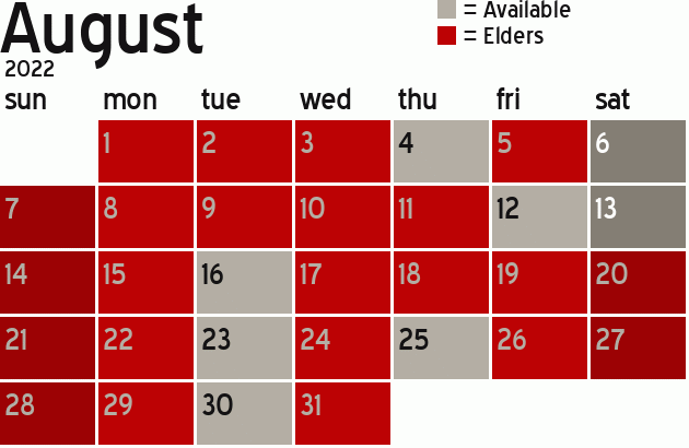 Missionary Dinner Calendar