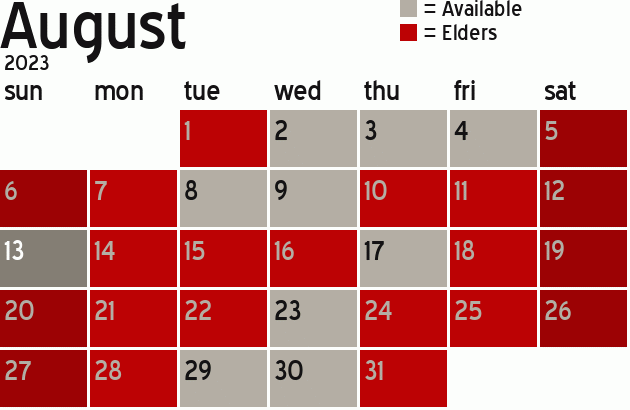 Missionary Dinner Calendar