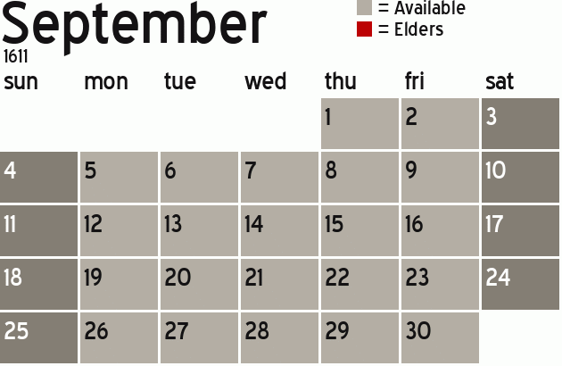 Missionary Dinner Calendar