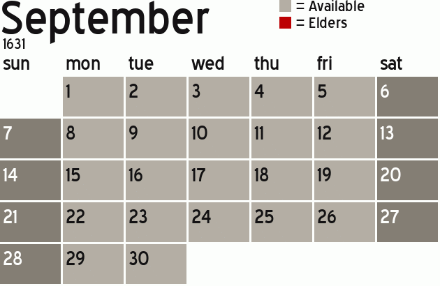Missionary Dinner Calendar