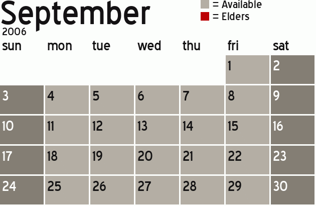 Missionary Dinner Calendar