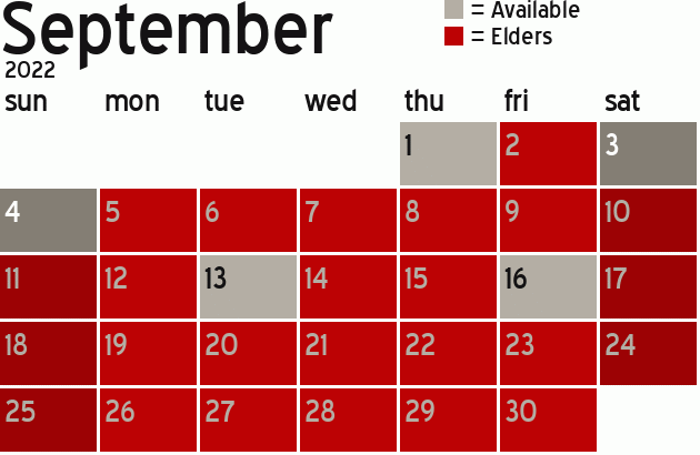 Missionary Dinner Calendar