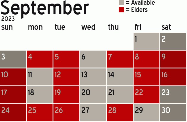 Missionary Dinner Calendar