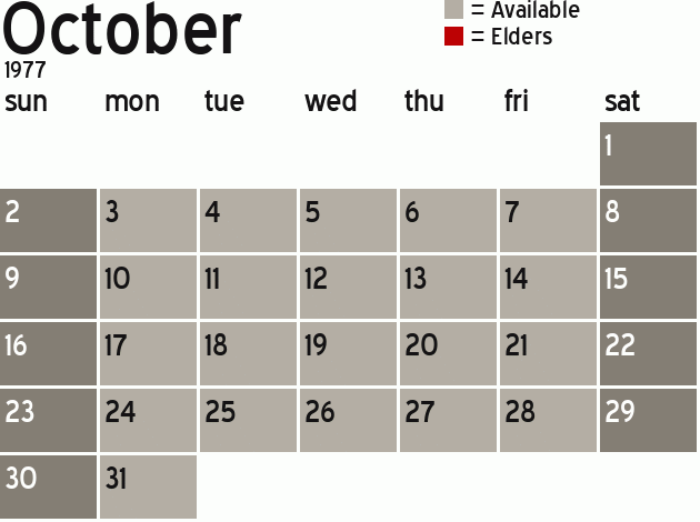 Missionary Dinner Calendar