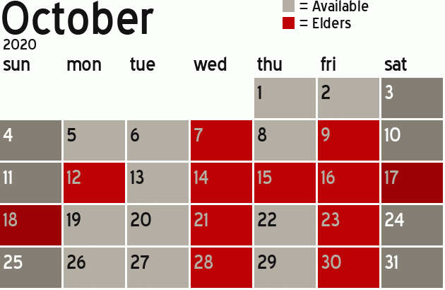 Missionary Dinner Calendar