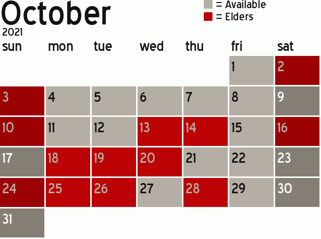 Missionary Dinner Calendar