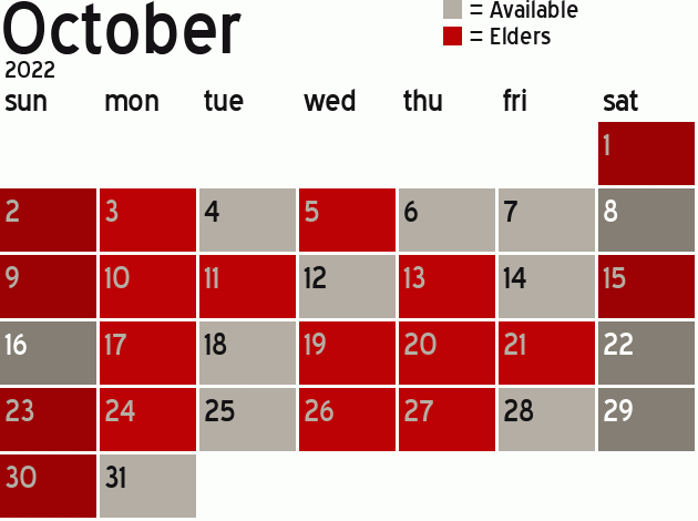 Missionary Dinner Calendar