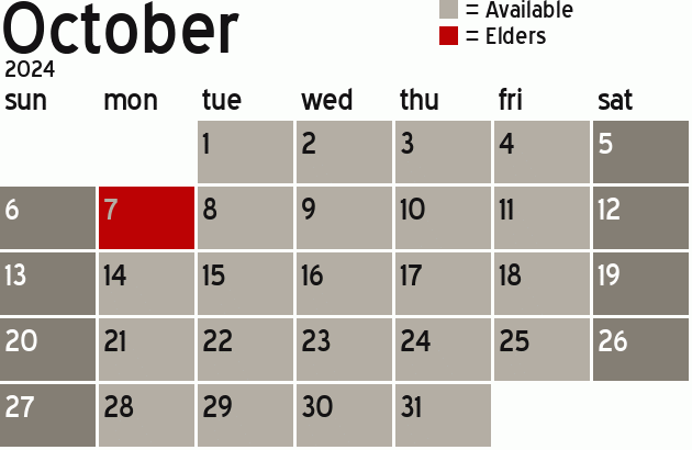 Missionary Dinner Calendar