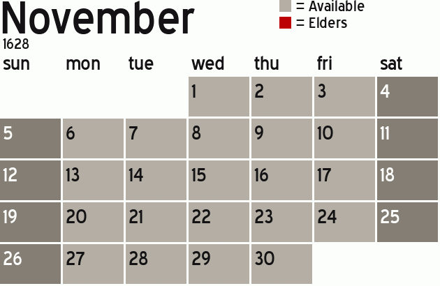 Missionary Dinner Calendar