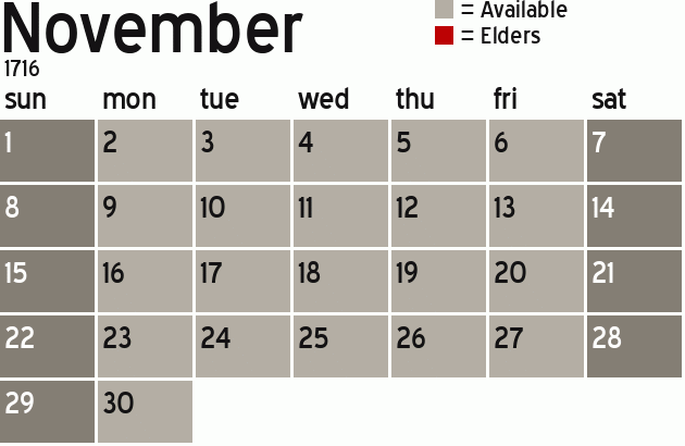 Missionary Dinner Calendar