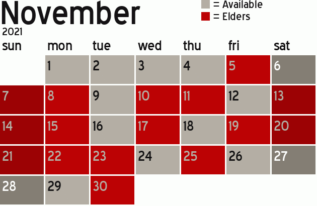 Missionary Dinner Calendar