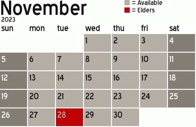 Missionary Dinner Calendar