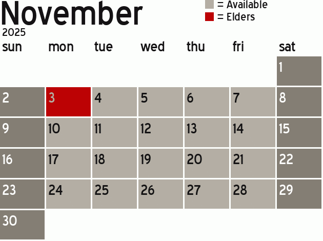 Missionary Dinner Calendar
